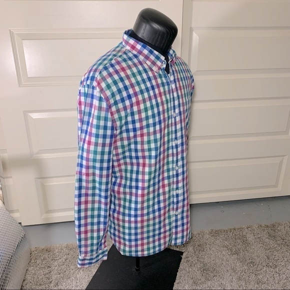 OLD Navy Plaid Casual Button Down Shirt Long Sleeve Men's XXL Cotton Blue White - Picture 7 of 12